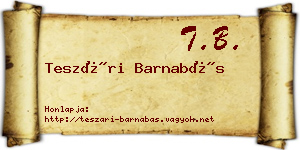 Teszári Barnabás névjegykártya